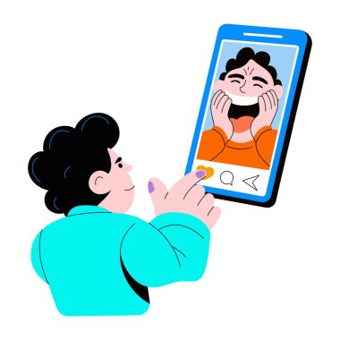 Bir insanın sosyal tepkisini gösteren düz bir çizim