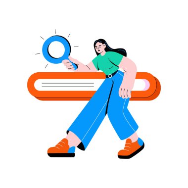 Bir kişinin aramasını gösteren düz bir resim