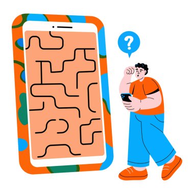 Kafası karışık birini gösteren düz bir resim