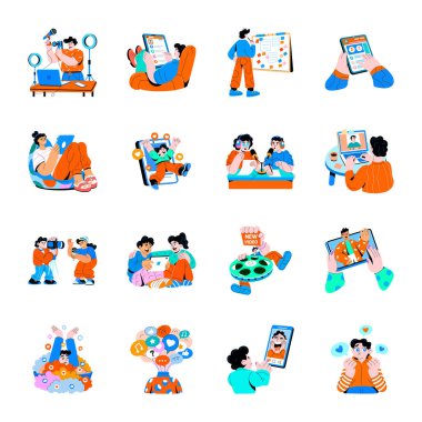 Sosyal Medya Düz Biçim Resimleri Koleksiyonu 