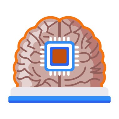 Sinirsel çipi gösteren bir düz biçim simgesi