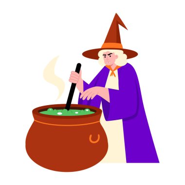 Cadı kazanı gösteren düz bir çizim