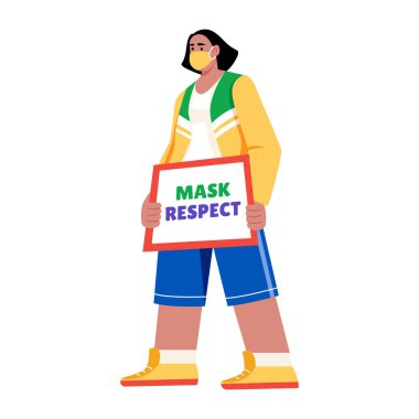 young woman wearing protective mask and gloves