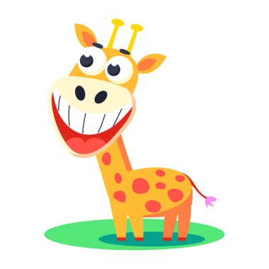 Şirin zürafa çizgi film vektör çizimi
