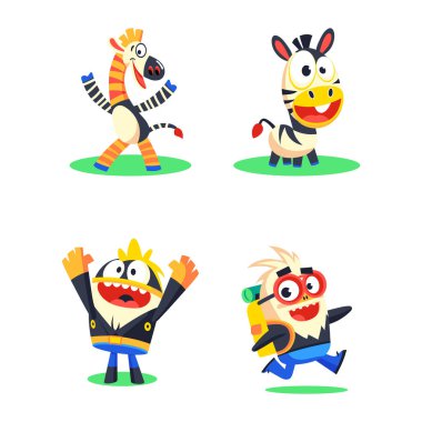 şirin kaplan çizgi film karakter kümesi vektörü