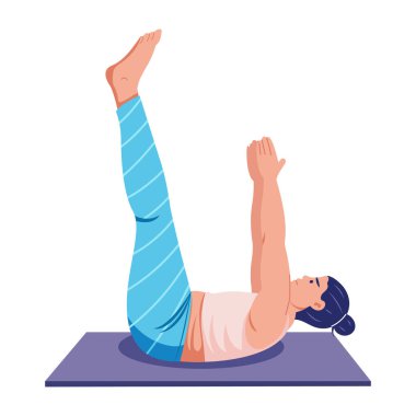 Çekirdek egzersizi yapan kişiyi gösteren düz bir çizim