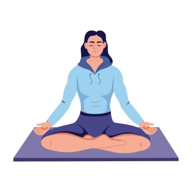 Bir kişinin meditasyon yaptığını gösteren düz bir çizim