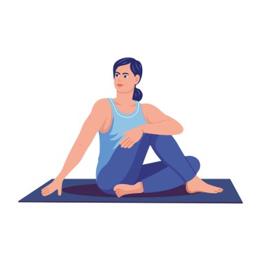 Düz bir çizim, bir kadın spor salonunu gösteriyor.