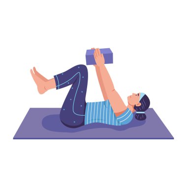 Düz bir illüstrasyon kadın yogasını gösteriyor