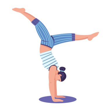 Bir kişinin amuda kalkma egzersizi yaptığını gösteren düz bir çizim