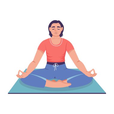 Yoga yapan birini gösteren düz bir çizim.