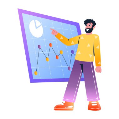 Bitcoin grafiklerini gösteren düz bir çizim