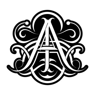 Glyph tarzı zarif harf bir monogram