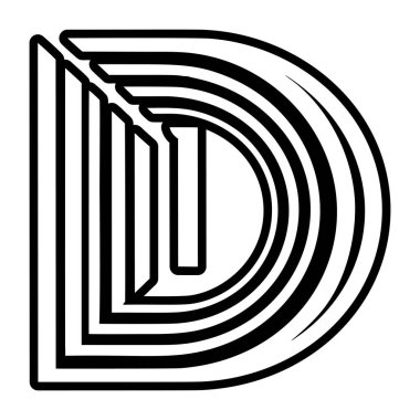 Çağdaş d monogramı katı biçimde hazırlandı