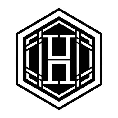 Zarif h monogramının katı biçim simgesi