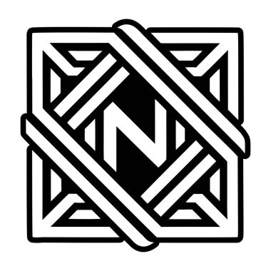 Katı biçimde hazırlanmış minimalist n logo simgesi