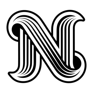 Dolu biçimle gösterilen yaratıcı harf n logosu