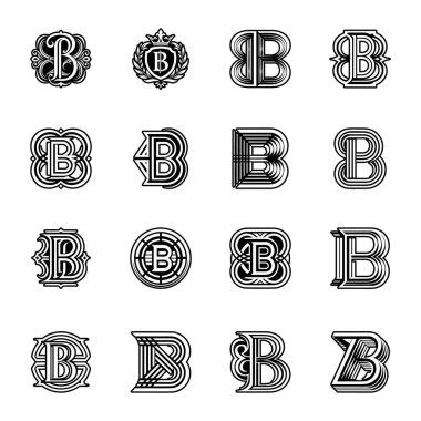 Heraldik amblemlerin vektör kümesi, vintage tasarım elementleri