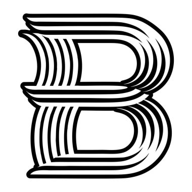 Katı biçimde hazırlanmış zarif B harfi sembolü