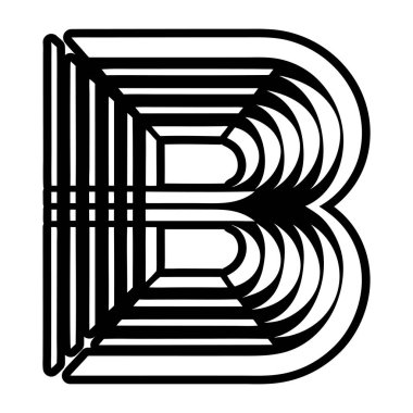 Minimalist harf b logosu katı biçimde işlenmiş
