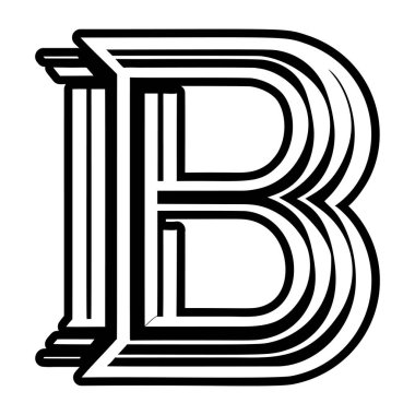 Minimalist harf b logosu katı biçimde
