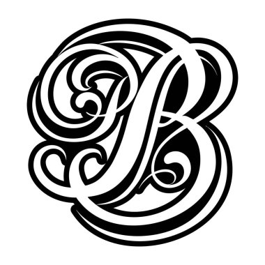 Minimalist harf b logosu katı biçimde işlenmiş