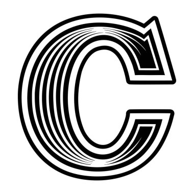 E - harfi c için yazı tipi tasarımı