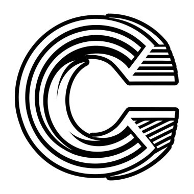 Kabartma biçiminde soyut alfabe c logosu