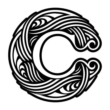 Kabartma biçiminde soyut alfabe c logosu