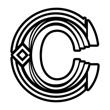 Katı biçimde hazırlanmış zarif c harfi sembolü