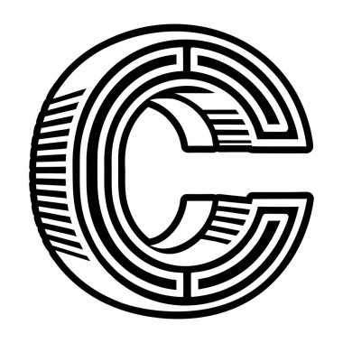 Kabartma biçiminde soyut alfabe c logosu