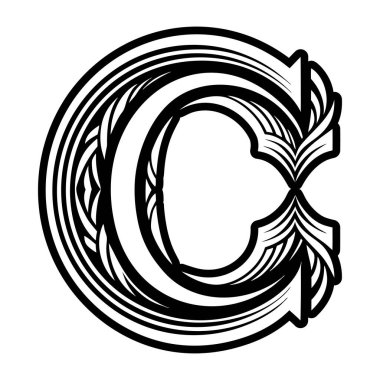 Kabartma biçiminde soyut alfabe c logosu