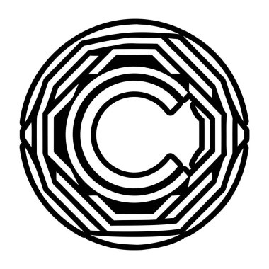 Kabartma biçiminde soyut alfabe c logosu