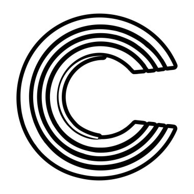 Kabartma biçiminde soyut alfabe c logosu