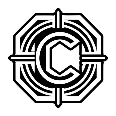 Kabartma biçiminde soyut alfabe c logosu
