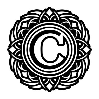 C harfinin monogramı tam biçimli