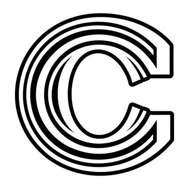 Kabartma biçiminde soyut alfabe c logosu