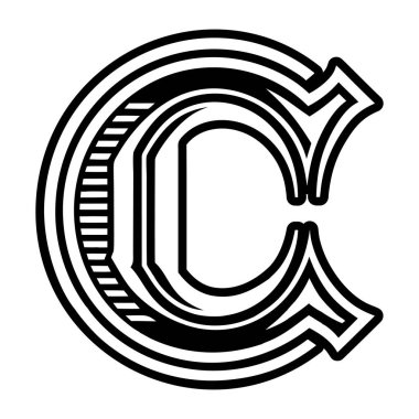 Kabartma biçiminde soyut harf alfabesi c logosu