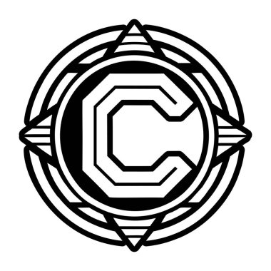 Katı biçimde hazırlanmış minimalist c harfi logosu