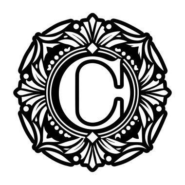 Kabartma biçiminde soyut alfabe c logosu