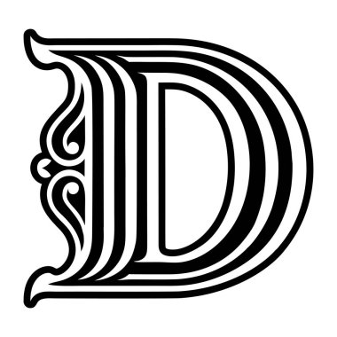 D harfinin monogramı tam biçimli