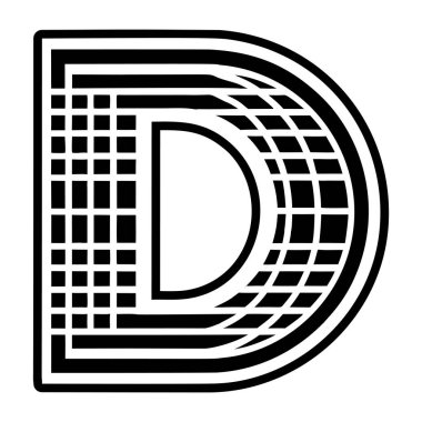 Minimalist harf d logosu katı biçimde