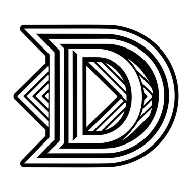 Yaratıcı D harfi logosu kabartma biçiminde dizayn edildi