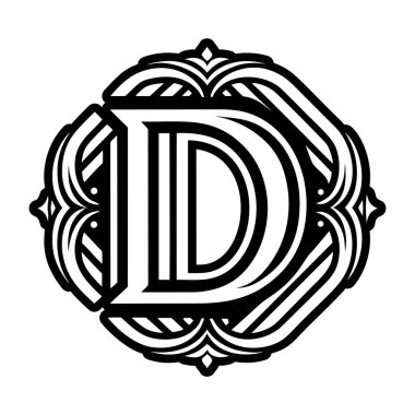 Glyph tarzı zarif harf d monogramı