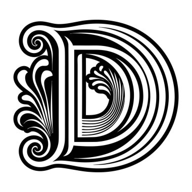 Soyut alfabe d logosu kabartma biçiminde