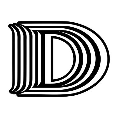 Minimalist harf d logosu katı biçimde işlenmiş