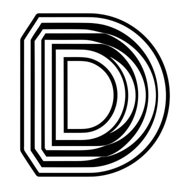 Minimalist harf d logosu katı biçimde işlenmiş