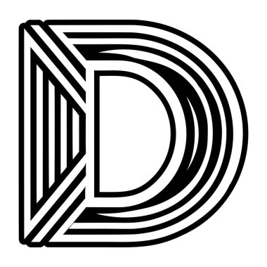 Minimalist harf d logosu katı biçimde