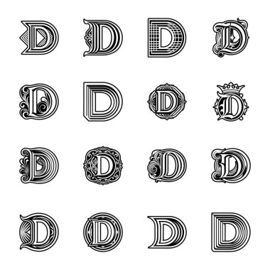 D Monogram Glpyh Simgeleri Koleksiyonu 