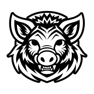 Domuz kafası ikonu. beyaz arkaplanda siyah illüstrasyon